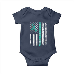 Sexual Assault Awareness Baby Onesie You Are Not Alone Ribbon Flag TS14 Navy Print Your Wear