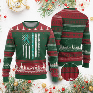 Sexual Assault Awareness Ugly Christmas Sweater You Are Not Alone Ribbon Flag TS14 Red Green Print Your Wear