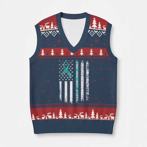 Sexual Assault Awareness V-Neck Knit Sweater Vest You Are Not Alone Ribbon Flag TS14 Navy Red Print Your Wear