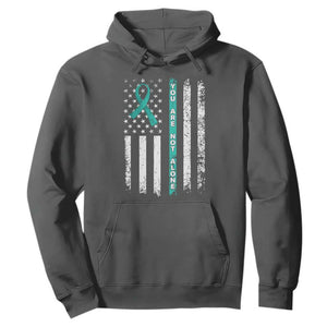 Sexual Assault Awareness Hoodie You Are Not Alone Ribbon Flag TS14 Dark Heather Print Your Wear