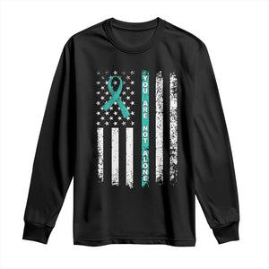 Sexual Assault Awareness Long Sleeve Shirt You Are Not Alone Ribbon Flag TS14 Black Print Your Wear