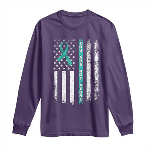 Sexual Assault Awareness Long Sleeve Shirt You Are Not Alone Ribbon Flag TS14 Purple Print Your Wear