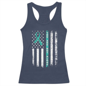 Sexual Assault Awareness Racerback Tank Top You Are Not Alone Ribbon Flag TS14 Navy Print Your Wear