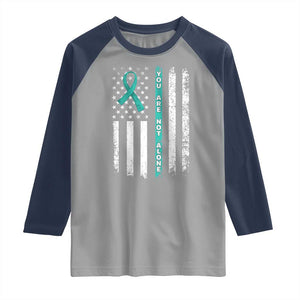 Sexual Assault Awareness Raglan Shirt You Are Not Alone Ribbon Flag TS14 Sport Gray Navy Print Your Wear