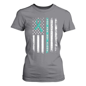 Sexual Assault Awareness T Shirt For Women You Are Not Alone Ribbon Flag TS14 Charcoal Print Your Wear