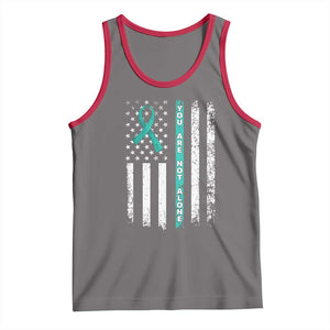 Sexual Assault Awareness Tank Top You Are Not Alone Ribbon Flag TS14 Deep Heather Red Print Your Wear