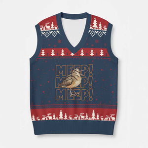 Woodcock Meep V-Neck Knit Sweater Vest Funny Nature Lover TS14 Navy Red Print Your Wear