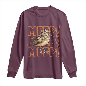 Woodcock Meep Long Sleeve Shirt Funny Nature Lover TS14 Maroon Print Your Wear