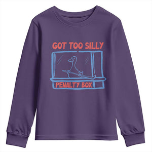 Hockey Got Too Silly Penalty Box Youth Sweatshirt Silly Goose Meme TS14 Purple Print Your Wear