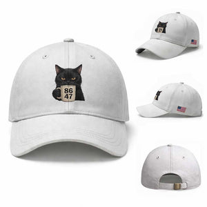 8647 Impeach Trump Baseball Cap Funny Black Cat Anti FDT Political TS14 Baseball Cap Universal Fit White Print Your Wear