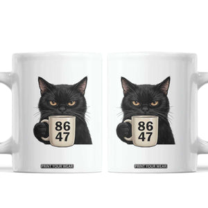 8647 Impeach Trump Coffee Mug Funny Black Cat Anti FDT Political TS14 White Print Your Wear