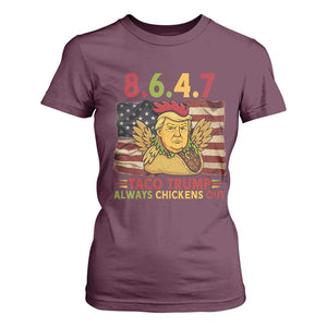 Funny 8647 T Shirt For Women Taco Trump Always Chickens Out TS14 Maroon Print Your Wear