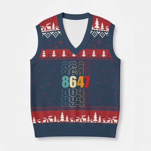 Retro Vintage 8647 V-Neck Knit Sweater Vest Subtle Anti FDT TS14 Navy Red Print Your Wear