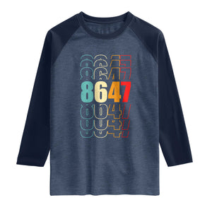 Retro Vintage 8647 Raglan Shirt Subtle Anti FDT TS14 Heather Denim Navy Print Your Wear