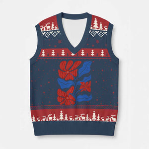 86 47 Boho Floral Matisse V-Neck Knit Sweater Vest No Kings Oligarchy FDT Political Protest TS14 Navy Red Print Your Wear