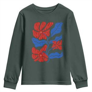 86 47 Boho Floral Matisse Youth Sweatshirt No Kings Oligarchy FDT Political Protest TS14 Dark Forest Green Print Your Wear