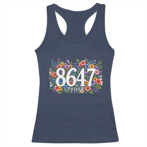 86 47 Floral Boho Style Racerback Tank Top Subtle FDT TS14 Navy Print Your Wear