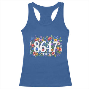 86 47 Floral Boho Style Racerback Tank Top Subtle FDT TS14 Royal Blue Print Your Wear