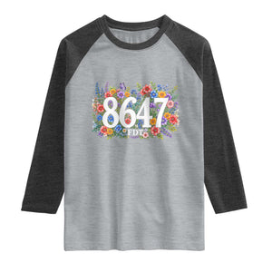 86 47 Floral Boho Style Raglan Shirt Subtle FDT TS14 Heather Gray Heather Charcoal Print Your Wear