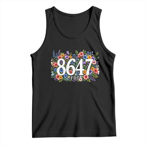 86 47 Floral Boho Style Tank Top Subtle FDT TS14 Black Print Your Wear