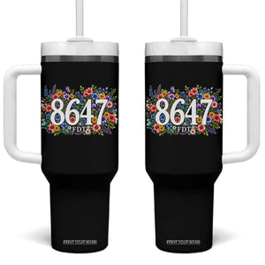 86 47 Floral Boho Style Tumbler With Handle Subtle FDT TS14 One Size: 40 oz Black Print Your Wear