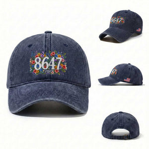 86 47 Floral Boho Style Washed Cotton Baseball Cap Subtle FDT TS14 Washed Cap Universal Fit Navy Print Your Wear