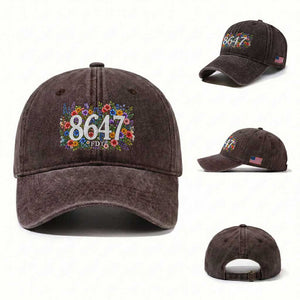 86 47 Floral Boho Style Washed Cotton Baseball Cap Subtle FDT TS14 Washed Cap Universal Fit Dark Brown Print Your Wear
