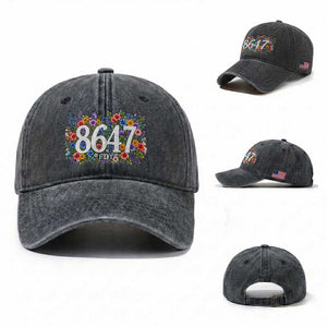 86 47 Floral Boho Style Washed Cotton Baseball Cap Subtle FDT TS14 Washed Cap Universal Fit Dark Gray Print Your Wear