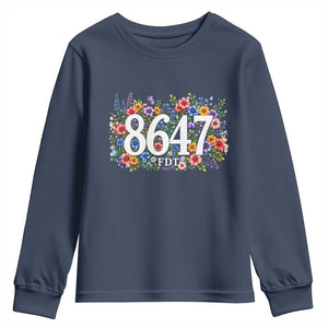 86 47 Floral Boho Style Youth Sweatshirt Subtle FDT TS14 Navy Print Your Wear