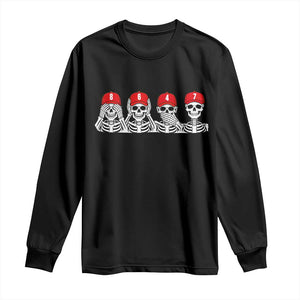 86 47 Subtle Anti FDT Long Sleeve Shirt Funny Skeleton Wearing Hat Sarcastic Political TS14 Black Print Your Wear