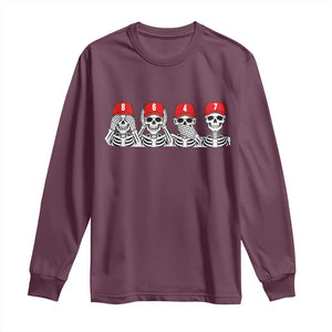 86 47 Subtle Anti FDT Long Sleeve Shirt Funny Skeleton Wearing Hat Sarcastic Political TS14 Maroon Print Your Wear