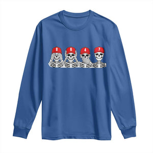 86 47 Subtle Anti FDT Long Sleeve Shirt Funny Skeleton Wearing Hat Sarcastic Political TS14 Royal Blue Print Your Wear
