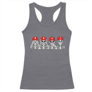 86 47 Subtle Anti FDT Racerback Tank Top Funny Skeleton Wearing Hat Sarcastic Political TS14 Charcoal Print Your Wear