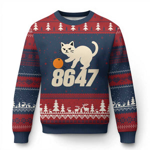 8647 FDT Ugly Christmas Sweater Funny Cat Political Meme TS14 Navy Red Print Your Wear