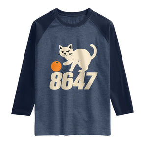 8647 FDT Raglan Shirt Funny Cat Political Meme TS14 Heather Denim Navy Print Your Wear