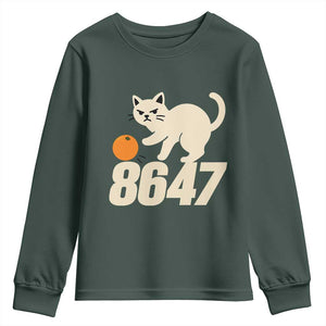 8647 FDT Youth Sweatshirt Funny Cat Political Meme TS14 Dark Forest Green Print Your Wear