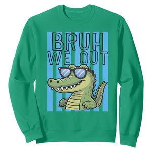 Bruh We Out Alligator Sweatshirt Last Day of School Teacher TS14 Irish Green Print Your Wear