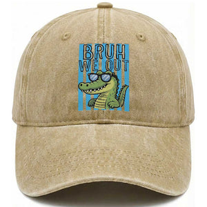 Bruh We Out Alligator Washed Cotton Baseball Cap Last Day of School Teacher TS14 Print Your Wear