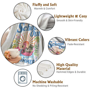 School's Out For Summer Throw Blanket Funny Raccoon Last Day of School Teacher TS14 Print Your Wear