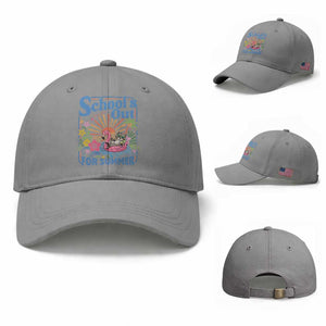 School's Out For Summer Baseball Cap Funny Raccoon Last Day of School Teacher TS14 Baseball Cap Universal Fit Sport Gray Print Your Wear