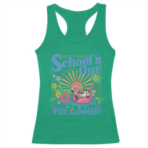 School's Out For Summer Racerback Tank Top Funny Raccoon Last Day of School Teacher TS14 Irish Green Print Your Wear