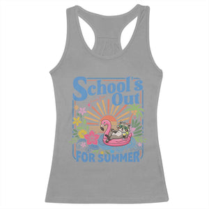School's Out For Summer Racerback Tank Top Funny Raccoon Last Day of School Teacher TS14 Sport Gray Print Your Wear