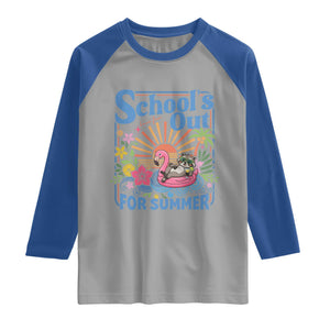 School's Out For Summer Raglan Shirt Funny Raccoon Last Day of School Teacher TS14 Sport Gray Royal Print Your Wear