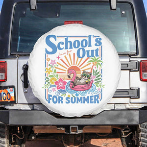 School's Out For Summer Spare Tire Cover Funny Raccoon Last Day of School Teacher TS14 No hole White Print Your Wear