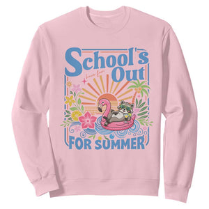 School's Out For Summer Sweatshirt Funny Raccoon Last Day of School Teacher TS14 Light Pink Print Your Wear