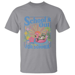 School's Out For Summer T Shirt Funny Raccoon Last Day of School Teacher TS14 Sport Gray Print Your Wear