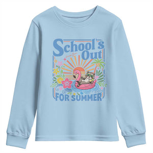 School's Out For Summer Youth Sweatshirt Funny Raccoon Last Day of School Teacher TS14 Light Blue Print Your Wear