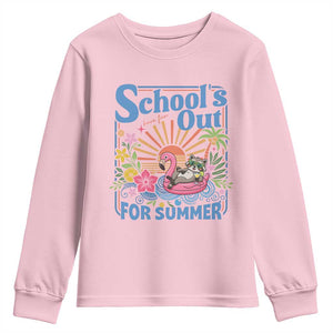 School's Out For Summer Youth Sweatshirt Funny Raccoon Last Day of School Teacher TS14 Light Pink Print Your Wear