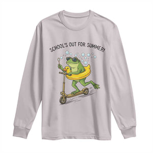 School's Out For Summer Long Sleeve Shirt Funny Frog Last Day of School Teacher TS14 Ice Gray Print Your Wear