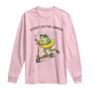School's Out For Summer Long Sleeve Shirt Funny Frog Last Day of School Teacher TS14 Light Pink Print Your Wear